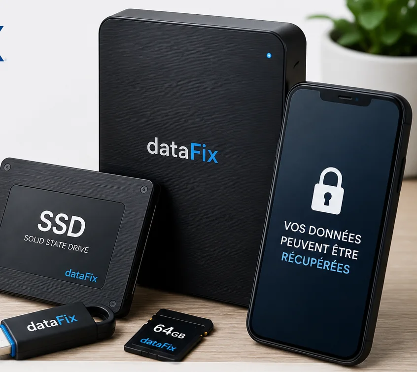 Disque dur externe, SSD, clé USB, carte mémoire et smartphone